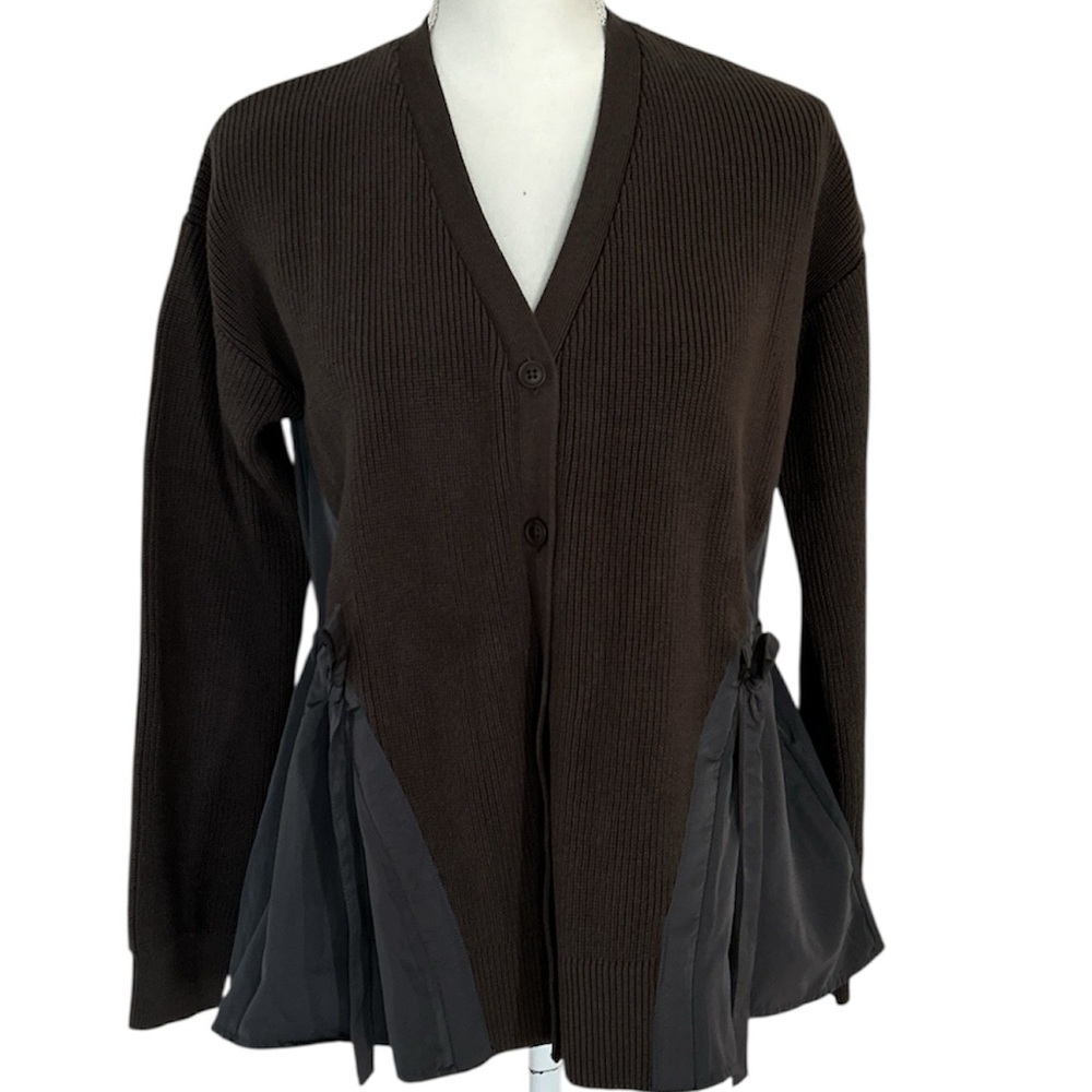 LOGO by Lori Goldstein Mixed Media Cardigan Sweater